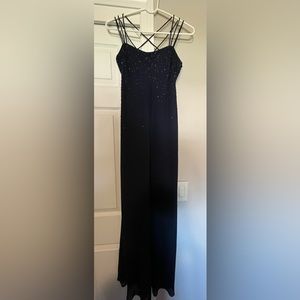 Navy beaded formal dress, 8P